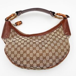 Gucci Signature Brown and Tan Hobo Bag **Entrupy Certified